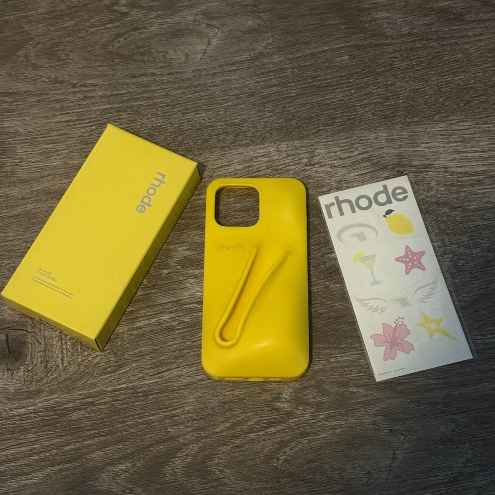 Rhode Lemontini iPhone 16 pro max case with temporary tattoos
